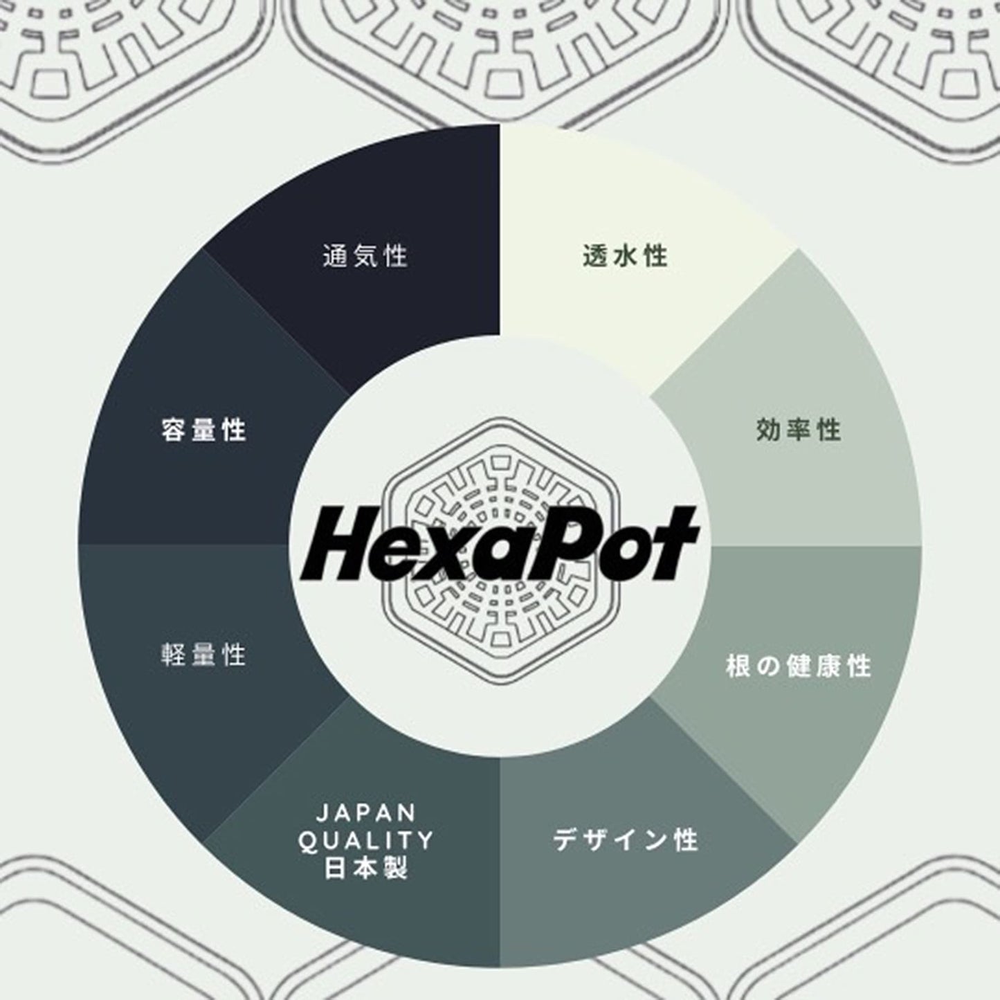HexaPot（ヘキサポット）六角形プラ鉢　５号相当