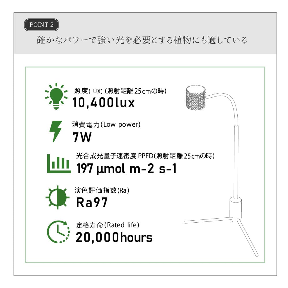 【yew-7W】（ユー7W）植物育成LED スタンドライト